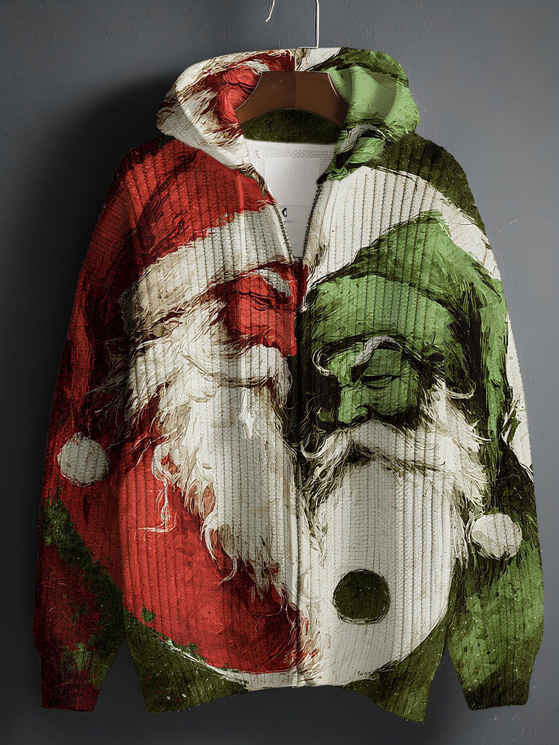 2025Hot Selling  Foreign Trade New Christmas3D Digital Printed Casual Zipper Hooded Jacket