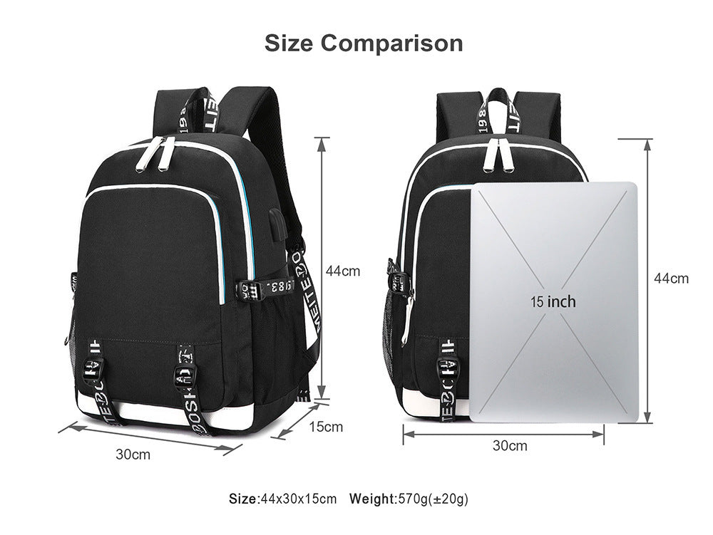 Celebrity Style Trend Billie Teenage Primary and Secondary School Students Schoolbag USB Men's and Women's Casual Backpack