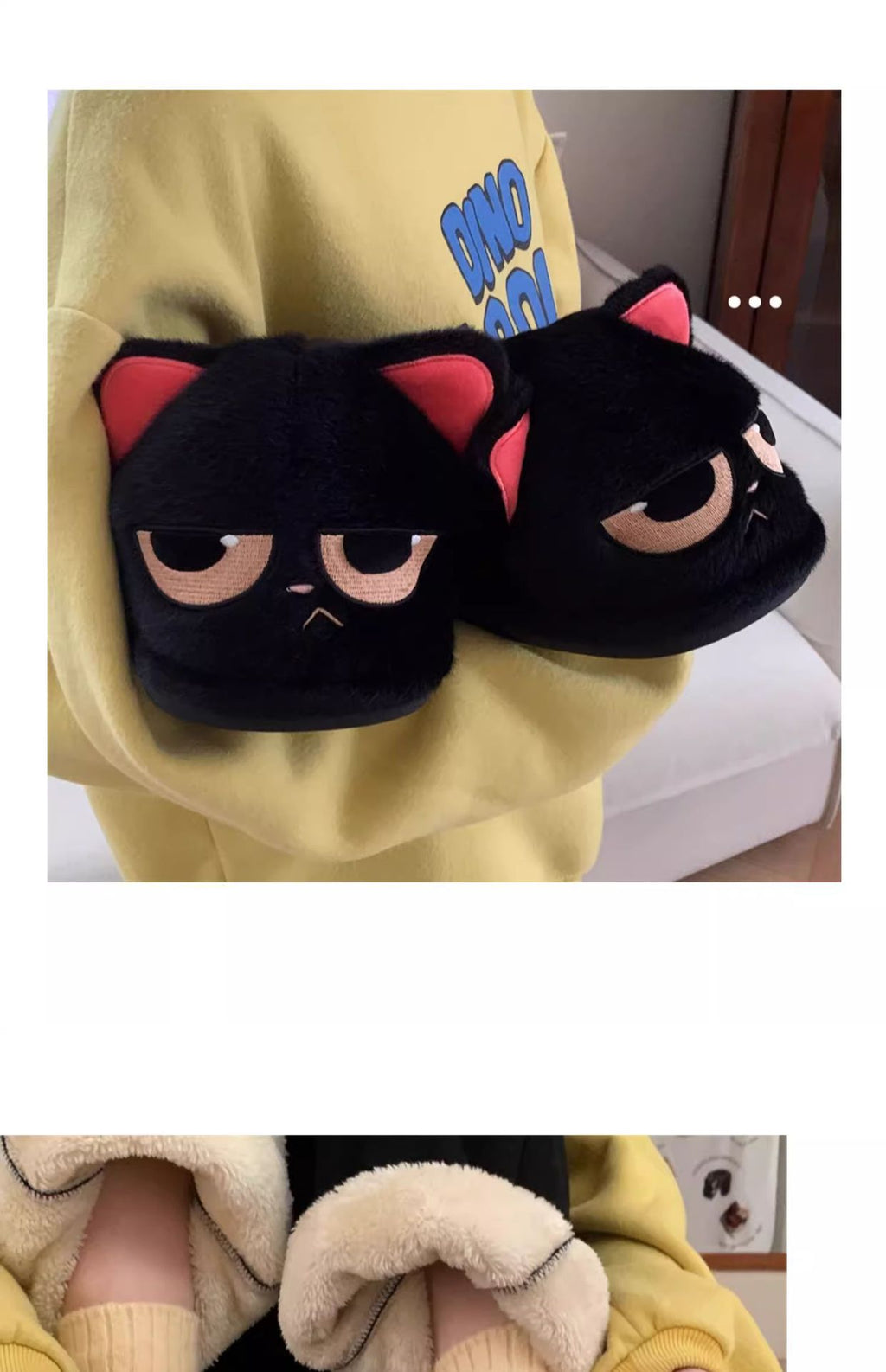 "Mood" Grumpy Cat Plush Slippers - Kawaii Gamer Girl Essential