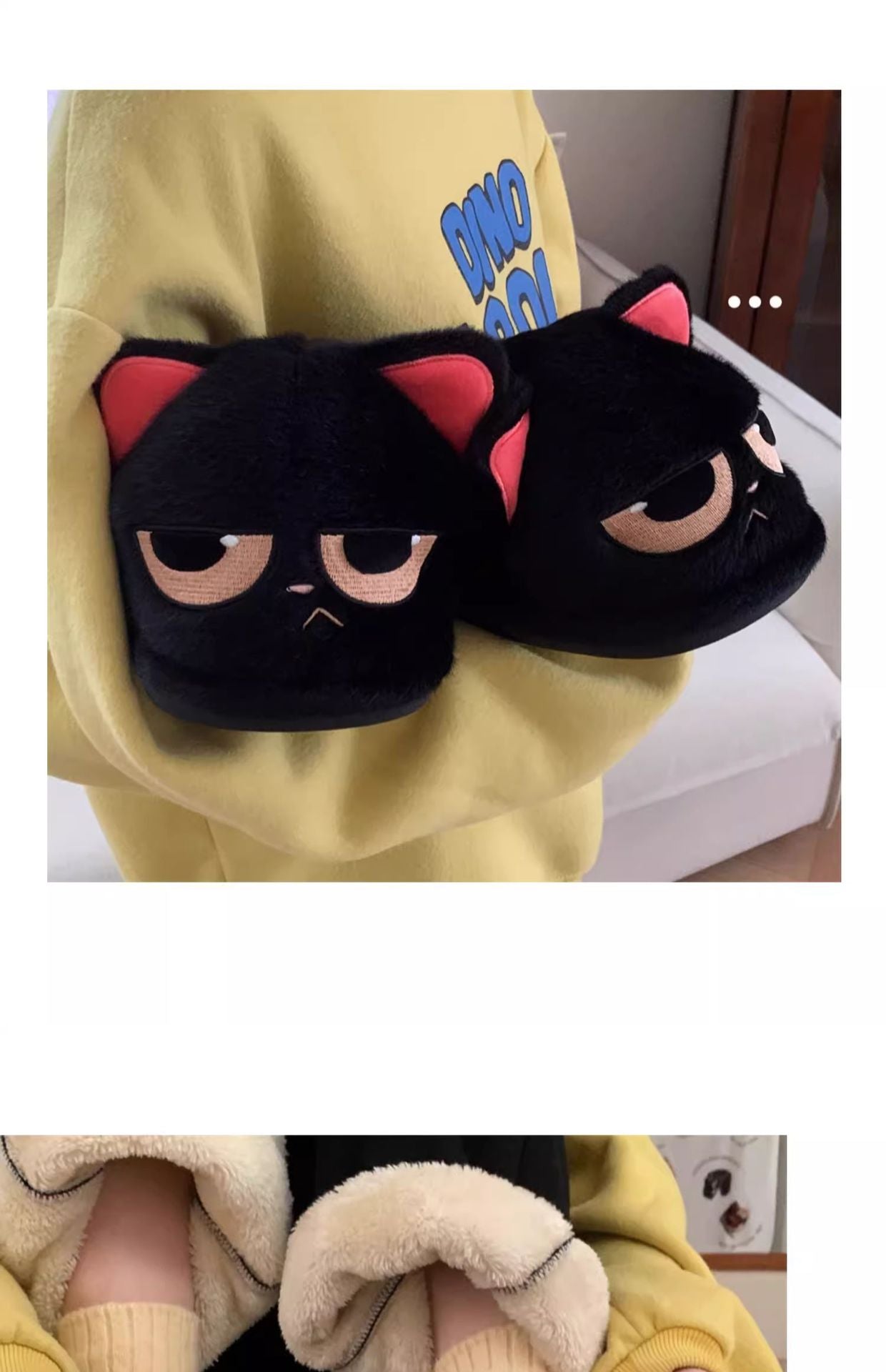 "Mood" Grumpy Cat Plush Slippers - Kawaii Gamer Girl Essential