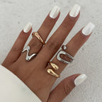 Custom Design Photosensitive Water Drop Hugging Open Ring for Celebrities Unique Irregular Geometric Joint Ring