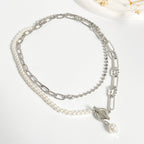 Celebrity Style Jewelry Niche Design Hot Girl Imitation Pearl Tassel Heart Cross Butterfly Versatile Necklace for Women