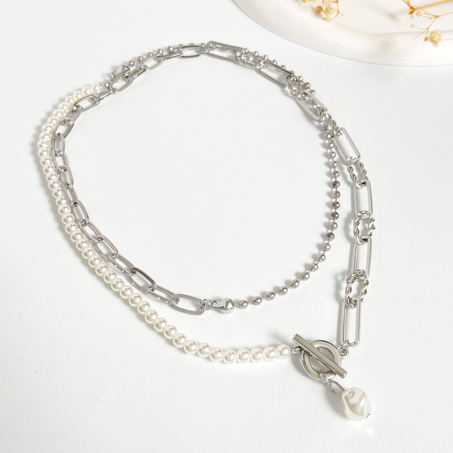 Celebrity Style Jewelry Niche Design Hot Girl Imitation Pearl Tassel Heart Cross Butterfly Versatile Necklace for Women