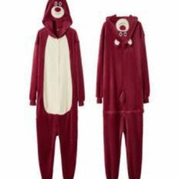 Autumn Winter Children's Rogue Rabbit Cartoon Anime Star Rabbit One-Piece Pajamas Pink Rabbit Unisex Couple Homewear Flannel