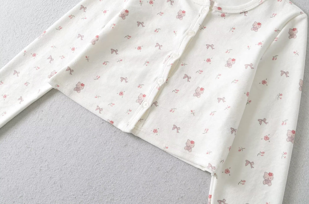 2025Autumn New Sexy Hot Girl Outfit Floral Fleece Sexy Cardigan Slim Fit Slimming Jacket