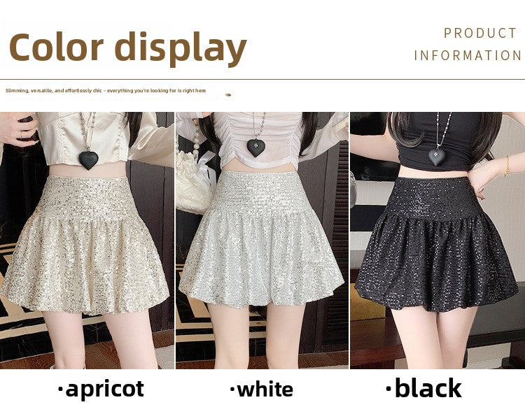 "Traitor" MV Vibe Sequin Skirt - Cream Coquette Mini
