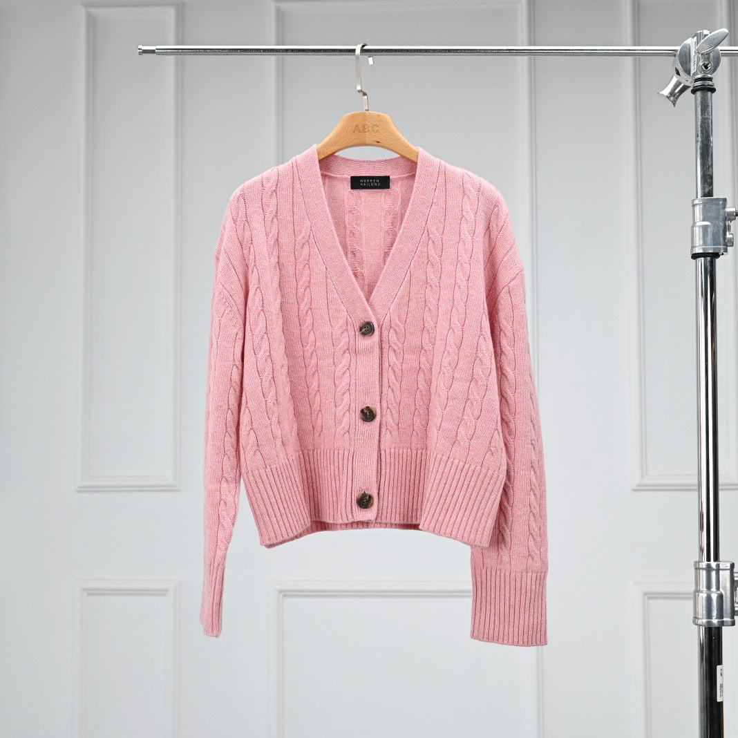 Monet Casual Chic with an Elegant Feel Cable Knit Wool Cashmere Round Neck Long Sleeve Sweater for Women