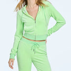 Y2K "McBling" Velour Tracksuit - Mint Green 2000s Aesthetic