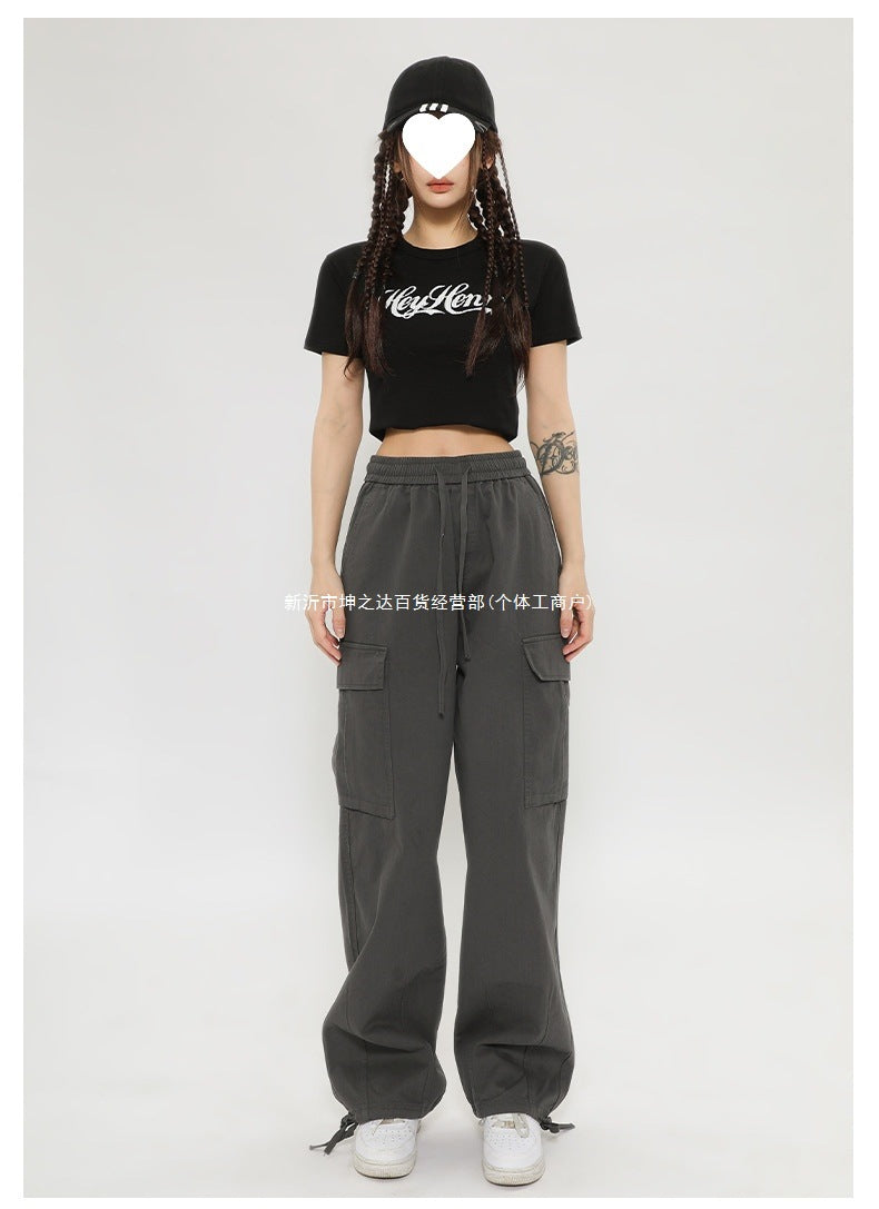 New Retro Cargo Pants Japanese Style Trendy Street Wide-Leg Pants Fashion Unisex Casual Pants Hot Girl