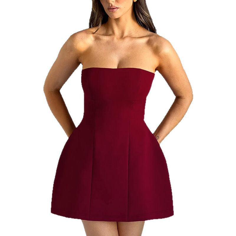 JY24070Sexy Strapless Waist-Cinching A New Style Elegant Women's Short Dress