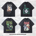 Celebrity Style American Retro Billie Singer Character Print Short Sleeve T Men's and Women's Street Style Short Sleeve T-Shirt