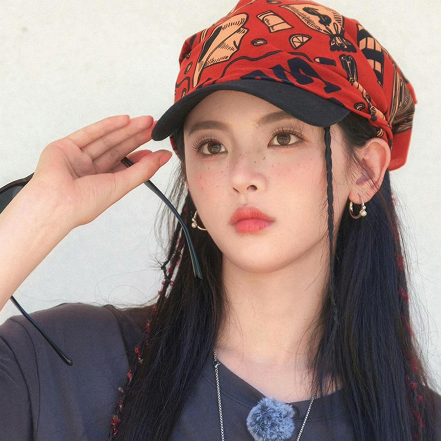 Celebrity Style Denim Print Headscarf Retro Fashion Niche High-end Feel Hairband Sweet Cool Unique Hair Accessory Decorative Headscarf