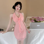 5060Women's Clothing Wholesale Southeast Asia Sexy Mesh Halter Tassel Short Camisole Dress