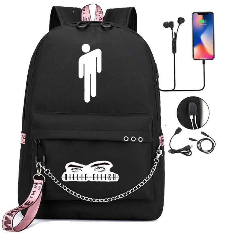 Same Style as Stars Billie Backpack Star l Empty USB Rechargeable Travel Backpack Student School Bag