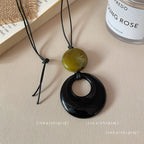 Star Custom New Mysterious Black Long Geometric Pendant Necklace for Women New Chinese Style Niche High-end Versatile Necklace Wholesale