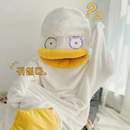 Autumn Winter Little Yellow Chicken One-Piece Pajamas Funny Cute Coral Fleece Couple Robe Unisex Homewear