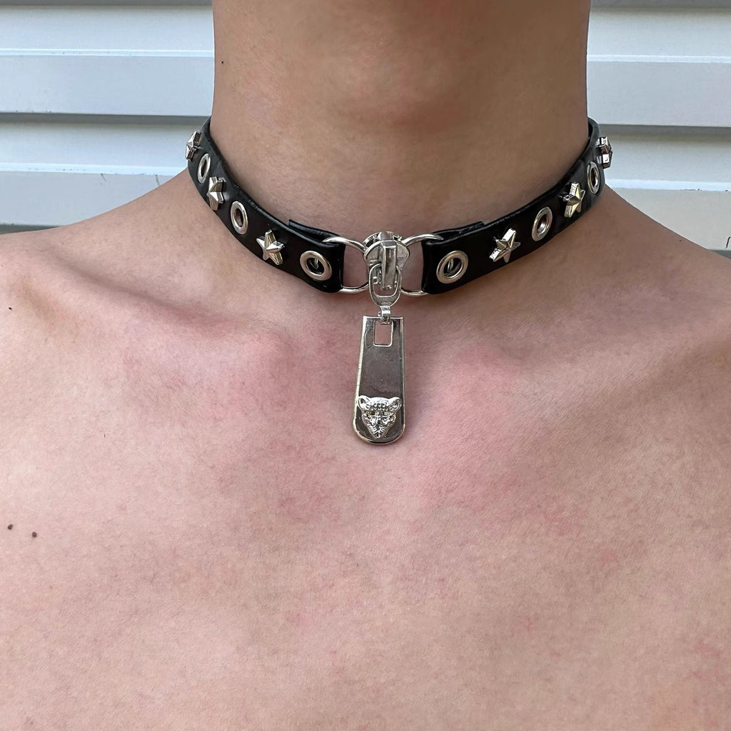 Star Custom 2025New Year's Exaggerated Punk Necklace y2k Irregular Subculture Hip-Hop Trend Unisex Niche Collarbone Chain