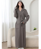 Autumn Winter Long Hooded Bathrobe Hotel Men Women Bathrobe Pajamas Homewear Long Sleeve Cross-Border Amazon One Piece Dropshipping