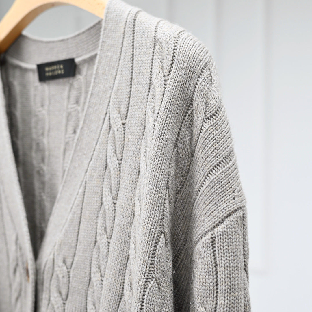 Monet Casual Chic with an Elegant Feel Cable Knit Wool Cashmere Round Neck Long Sleeve Sweater for Women