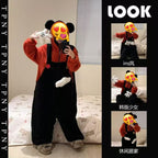 Autumn Winter Little Yellow Chicken One-Piece Pajamas Funny Cute Coral Fleece Couple Robe Unisex Homewear