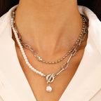 Celebrity Style Jewelry Niche Design Hot Girl Imitation Pearl Tassel Heart Cross Butterfly Versatile Necklace for Women