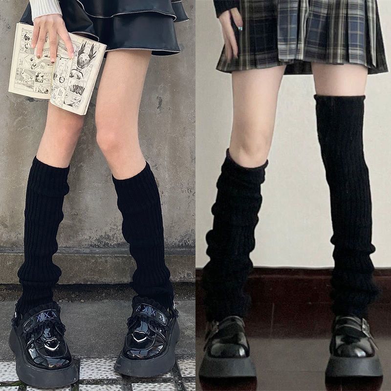 White Knitted Sock Covers Autumn Winter Warm Mid-Calf Socks y2k Harajuku Style Hot Girl Japanese Style jk College Style Slouch Socks for Women.