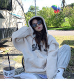 Fleece-Lined Cardigan Hooded Sweatshirt for Women, New Loose Casual Lazy Style for Autumn and Winter, Versatile Outerwear