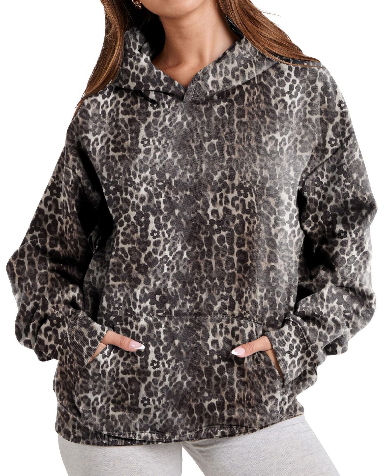 2025European and Autumn New Women's Fashion3d Digital Printed Camouflage Maple Leaf Sweatshirt Jacket