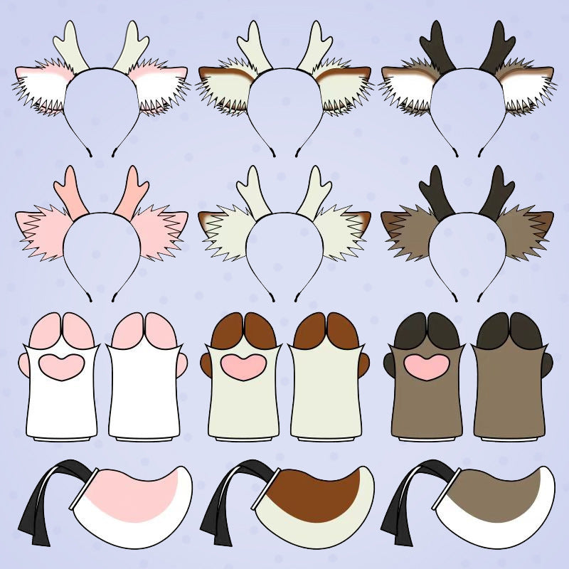 Christmas Antler Headband Cute Plush Deer Ear Headwear cosplay Accessories Handmade Simulated Animal Ear Headband