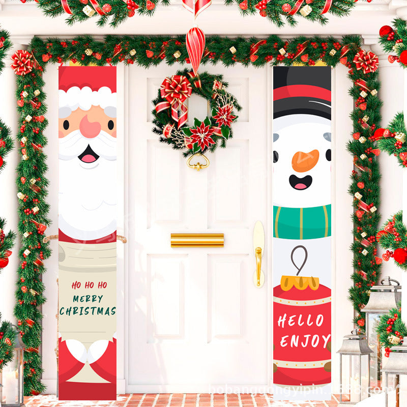 2026New Year Christmas Couplets Santa Claus Soldier Outdoor Decoration Door Curtain Hanging Flag Outdoor European and American