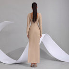 Star Custom Autumn New Beaded Diamond Tight Luxury Long Dress Bandage Dress Women Long Sleeve Elegant Evening Party Gown