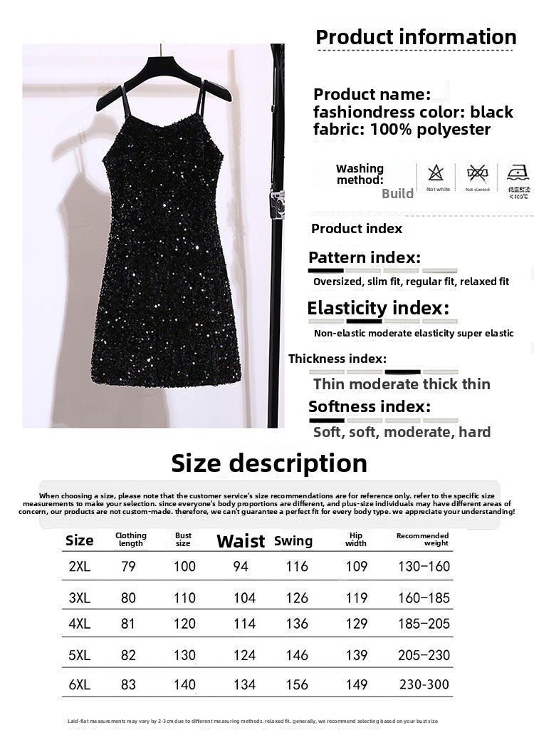 Sequin Strap Dress Little Black Dress Nightclub Black Slimming Sexy Disco Women's Short Dress Party Gathering Dress