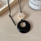 Star Custom New Mysterious Black Long Geometric Pendant Necklace for Women New Chinese Style Niche High-end Versatile Necklace Wholesale