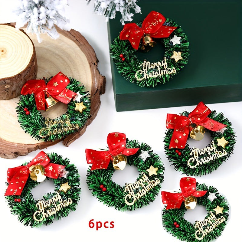 2026Style H7511 New mini Christmas wreath with bells and ribbons