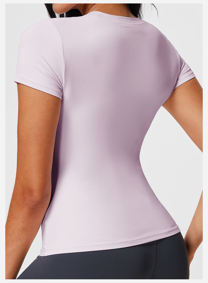 New Casual Sportswear t Women's Slim Fit Quick-Dry Barely-There Feel Fitness Top Shirt Running Yoga Short Sleeve