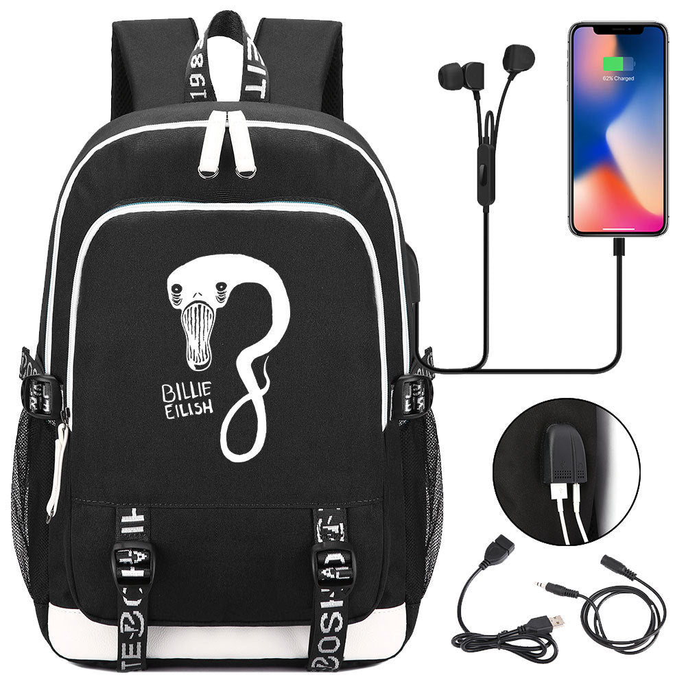 Celebrity Style Trend Billie Teenage Primary and Secondary School Students Schoolbag USB Men's and Women's Casual Backpack