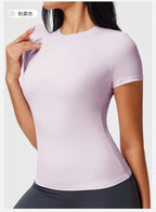 New Casual Sportswear t Women's Slim Fit Quick-Dry Barely-There Feel Fitness Top Shirt Running Yoga Short Sleeve