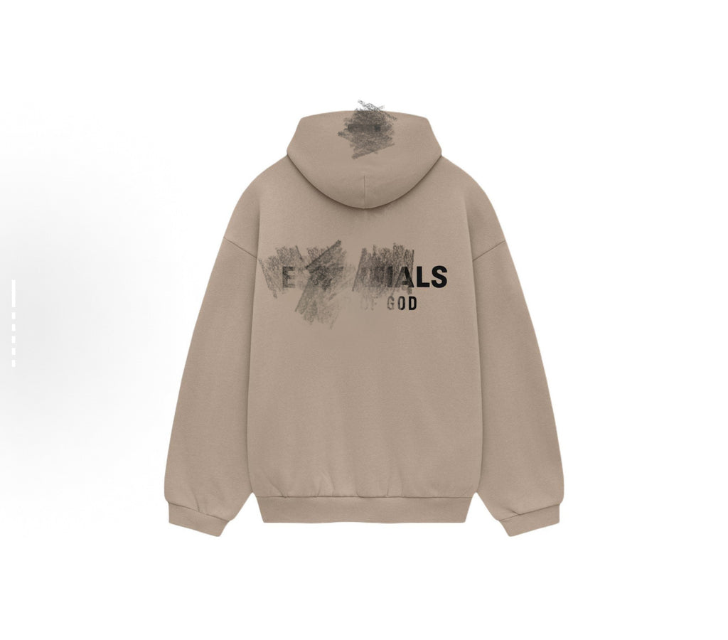 New Essentials Silicone Style Autumn Winter Double Row Letter Print Fleece-Lined Hoodie HOODIE