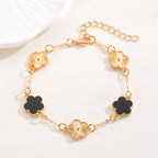 Same Style as Stars2025New Five-leaf Clover Jewelry Set for Women Simple Petal Necklace Five-leaf Flower Bracelet Ring Earrings4Set shipped together for safety