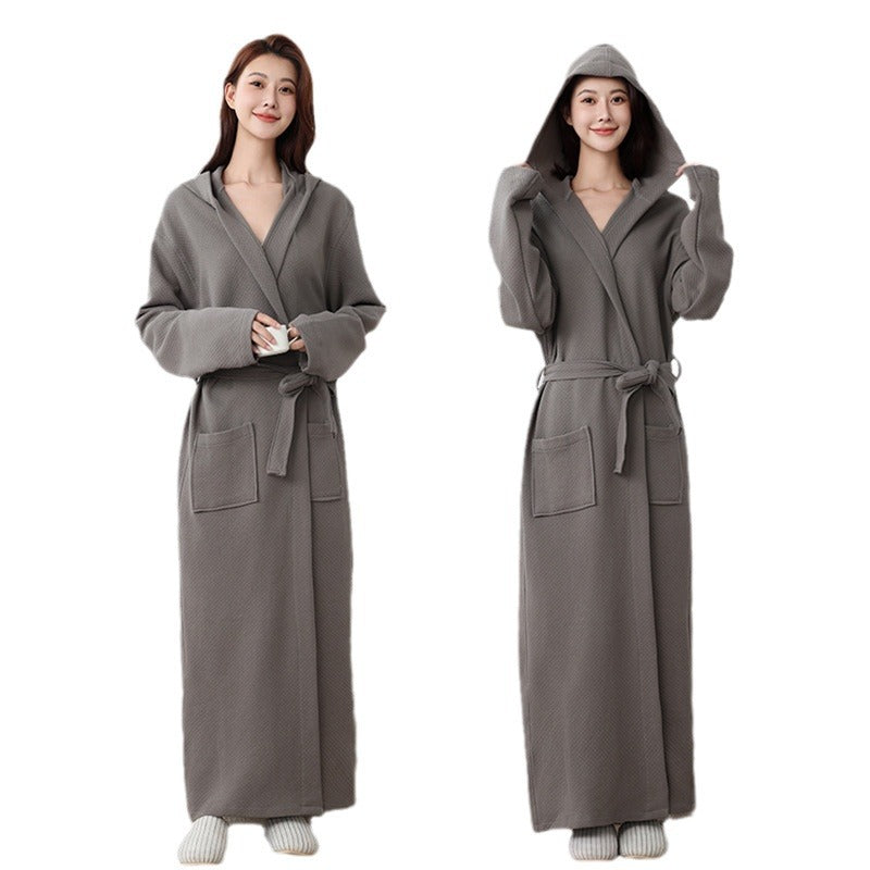 Autumn Winter Long Hooded Bathrobe Hotel Men Women Bathrobe Pajamas Homewear Long Sleeve Cross-Border Amazon One Piece Dropshipping