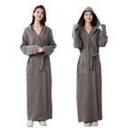 Autumn Winter Long Hooded Bathrobe Hotel Men Women Bathrobe Pajamas Homewear Long Sleeve Cross-Border Amazon One Piece Dropshipping