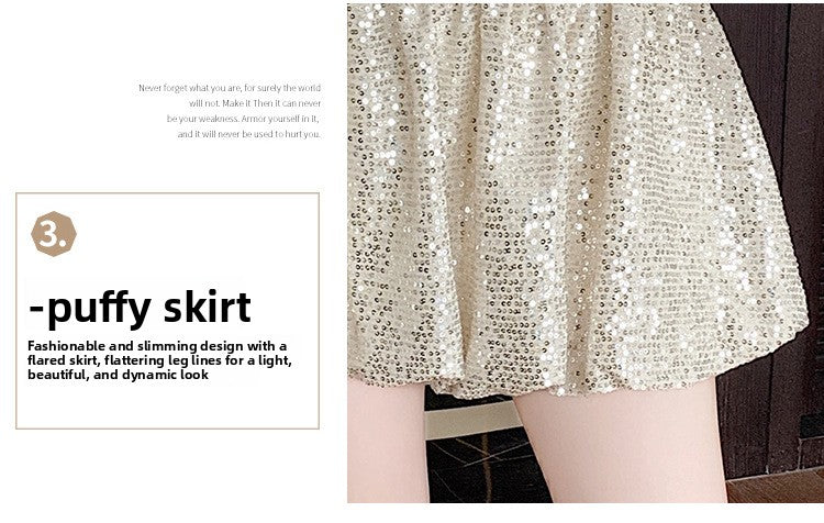 "Traitor" MV Vibe Sequin Skirt - Cream Coquette Mini
