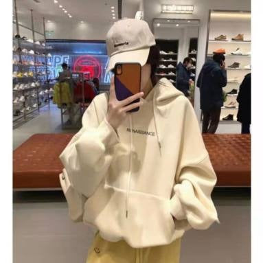 Vintage Autumn Winter Fleece Sweatshirt for Men and Women, Loose Fit, Large Size, Long Sleeve, Thickened Hoodie, Couple's Jacket