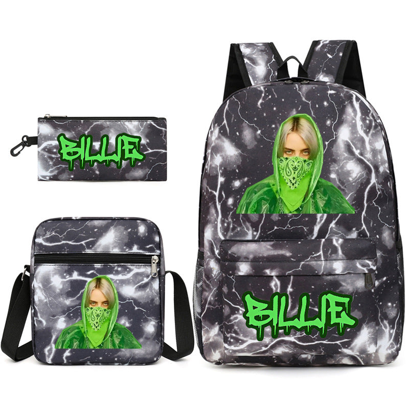 Celebrity Style Trendy European and American Billie Pencil Bag Shoulder Backpack Three-piece School Bag