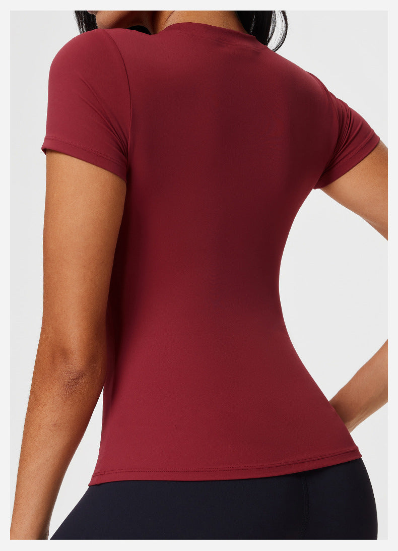 New Casual Sportswear t Women's Slim Fit Quick-Dry Barely-There Feel Fitness Top Shirt Running Yoga Short Sleeve
