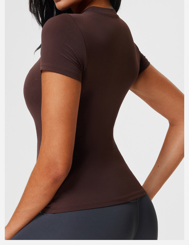 New Casual Sportswear t Women's Slim Fit Quick-Dry Barely-There Feel Fitness Top Shirt Running Yoga Short Sleeve