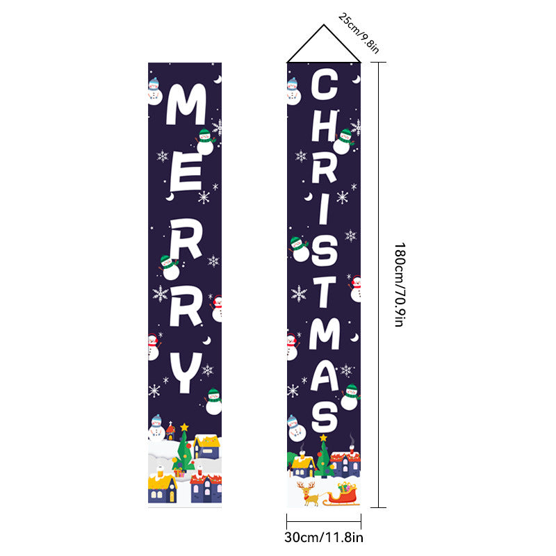 2026New Year Christmas Couplets Santa Claus Soldier Outdoor Decoration Door Curtain Hanging Flag Outdoor European and American
