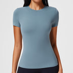 New Casual Sportswear t Women's Slim Fit Quick-Dry Barely-There Feel Fitness Top Shirt Running Yoga Short Sleeve