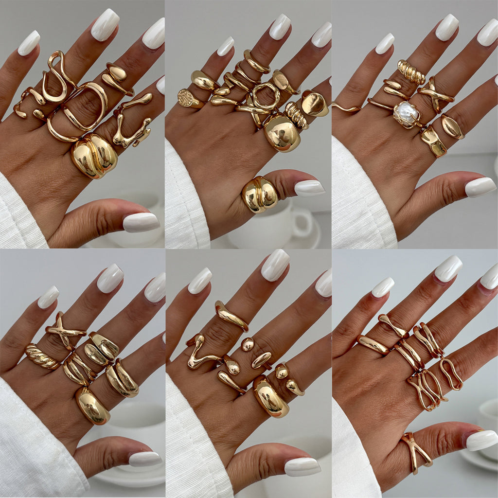 Custom Design Photosensitive Water Drop Hugging Open Ring for Celebrities Unique Irregular Geometric Joint Ring