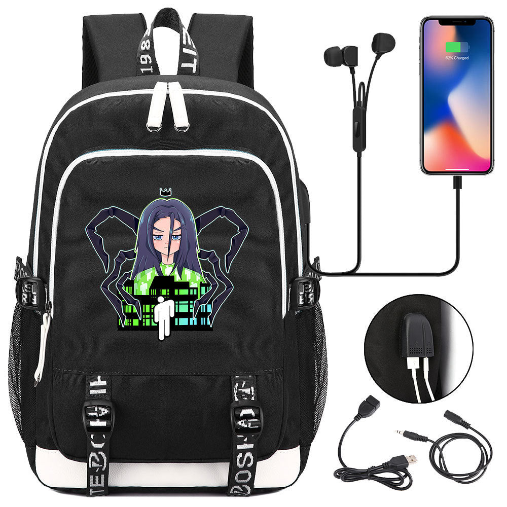 Celebrity Style Trend Billie Teenage Primary and Secondary School Students Schoolbag USB Men's and Women's Casual Backpack